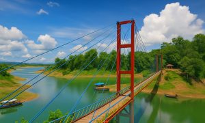 Hanging bridge on Kaptai Lake